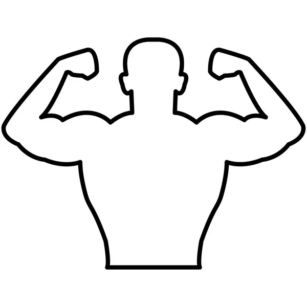 Bodybulider Muskelkontur Vektor Symbol Auf Weißem Hintergrund — Stockvektor