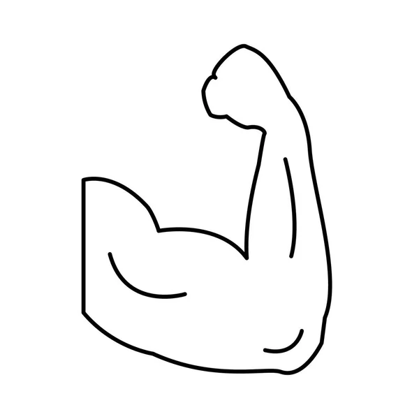 Contorno Del Brazo Muscular Bodybulider Icono Del Vector Fondo Blanco — Archivo Imágenes Vectoriales