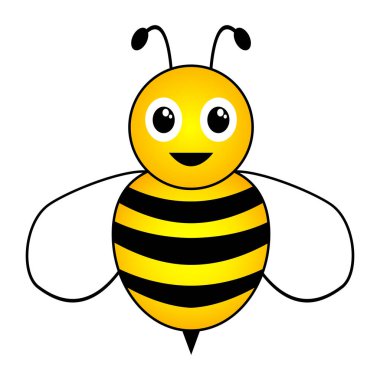 Beyaz bir arka planda sarı ve siyah arı güzel basit tasarımı