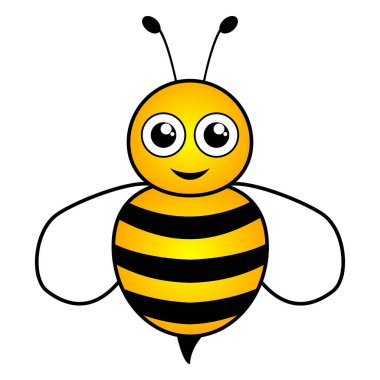 Beyaz bir arka planda sarı ve siyah arı güzel basit tasarımı