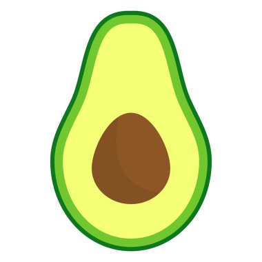 Beyaz arka plan üzerinde izole vektör taze meyve avokado