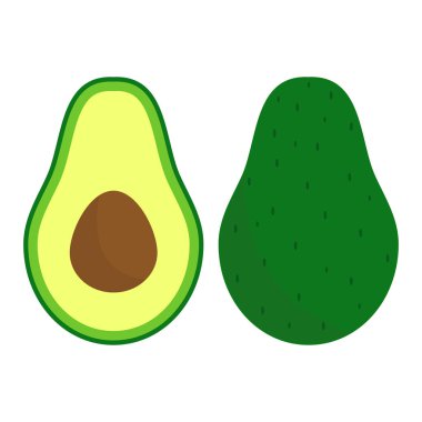 Beyaz arka plan üzerinde izole vektör taze meyve avokado