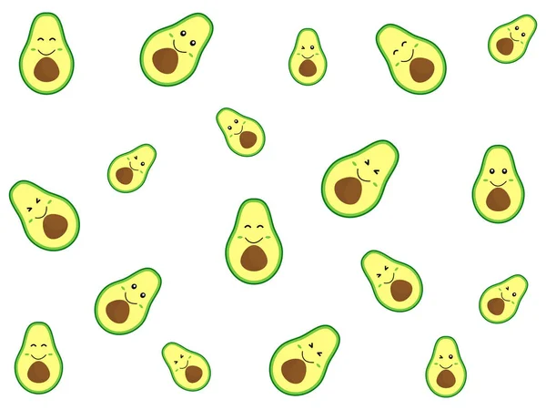 Rolig Tecknad Ljus Bakgrund Med Happpy Cutes Avokado — Stock vektor