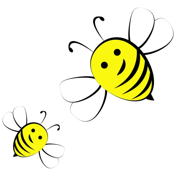 Медові Бджоли Ізольовані Білому Тлі — стоковий вектор