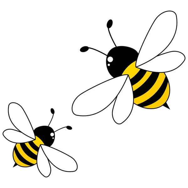 Abejas Miel Aisladas Sobre Fondo Blanco — Vector de stock