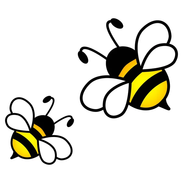 Bijen Geïsoleerd Witte Achtergrond — Stockvector
