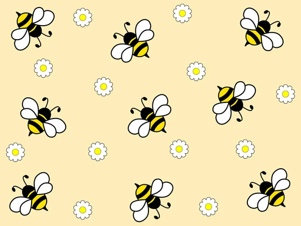 明るい背景に一生懸命に働く蜂の素敵なデザイン — ストックベクタ