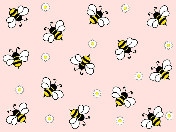 在轻松愉快的背景下的勤奋蜜蜂的奇妙设计 — 图库矢量图片