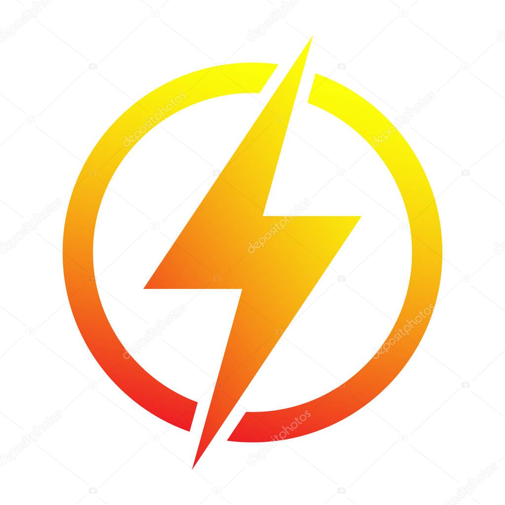 Flash icon, energy power vector isoluted on the white background