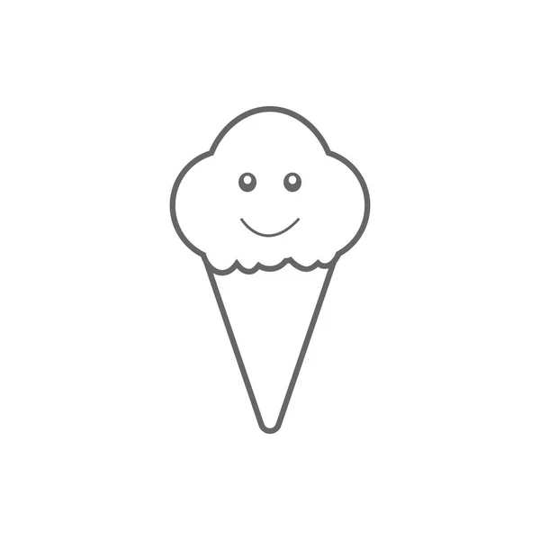 Black Cartoon Ice Cream Icon Isolated White Background — Stock Vector