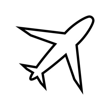 Beyaz arka plan üzerinde bir uçağın basit bir siluet tasarımı