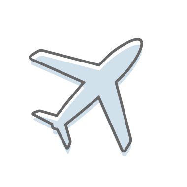 Beyaz arka plan üzerinde bir uçağın basit bir siluet tasarımı