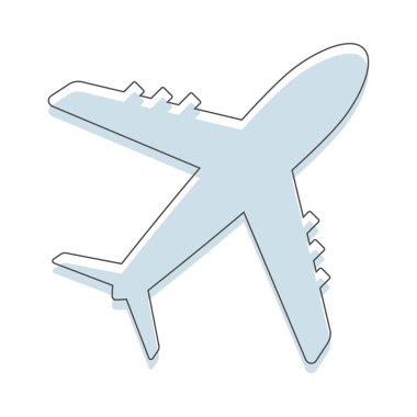 Beyaz arka plan üzerinde bir uçağın basit bir siluet tasarımı