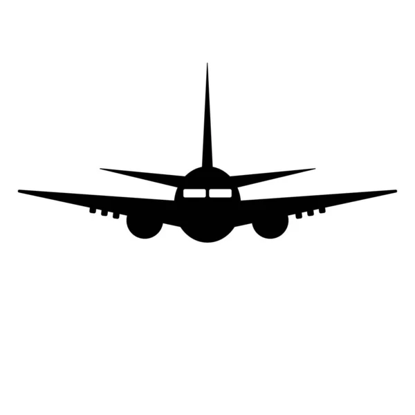 Eine Schlichte Silhouette Eines Flugzeugs Auf Weißem Hintergrund — Stockvektor