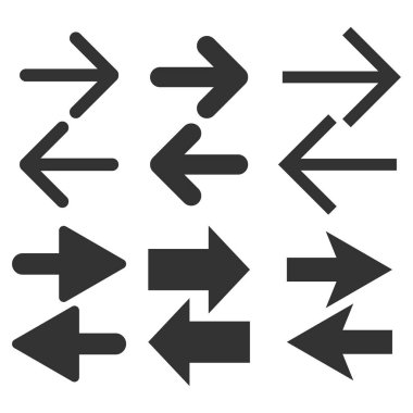 Set siyah ok simgeleri izole beyaz arka plan üzerinde