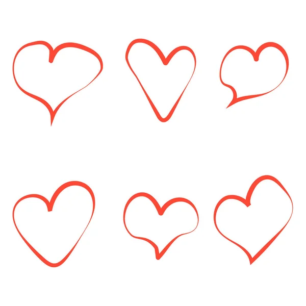 Beyaz Arka Planda Izole Güzel Kırmızı Set Kalpler — Stok Vektör