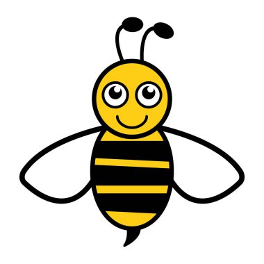 Beyaz bir arka planda sarı ve siyah arı güzel basit tasarımı