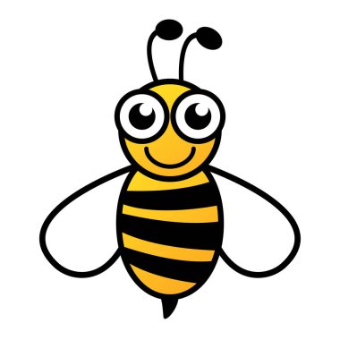 Beyaz bir arka planda sarı ve siyah arı güzel basit tasarımı