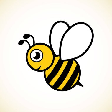 Beyaz bir arka planda sarı ve siyah arı güzel basit tasarımı