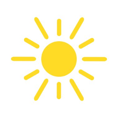 Yaz güneşi simgesi beyaz arka planda izole