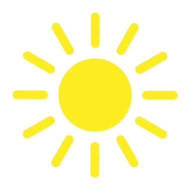 Yaz güneşi simgesi beyaz arka planda izole