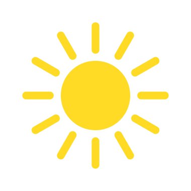 Yaz güneşi simgesi beyaz arka planda izole