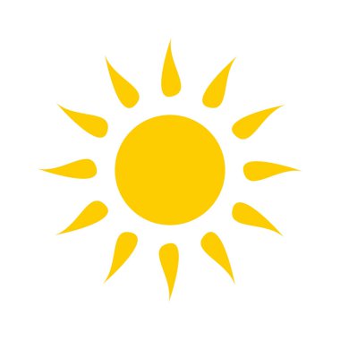 Yaz güneşi simgesi beyaz arka planda izole