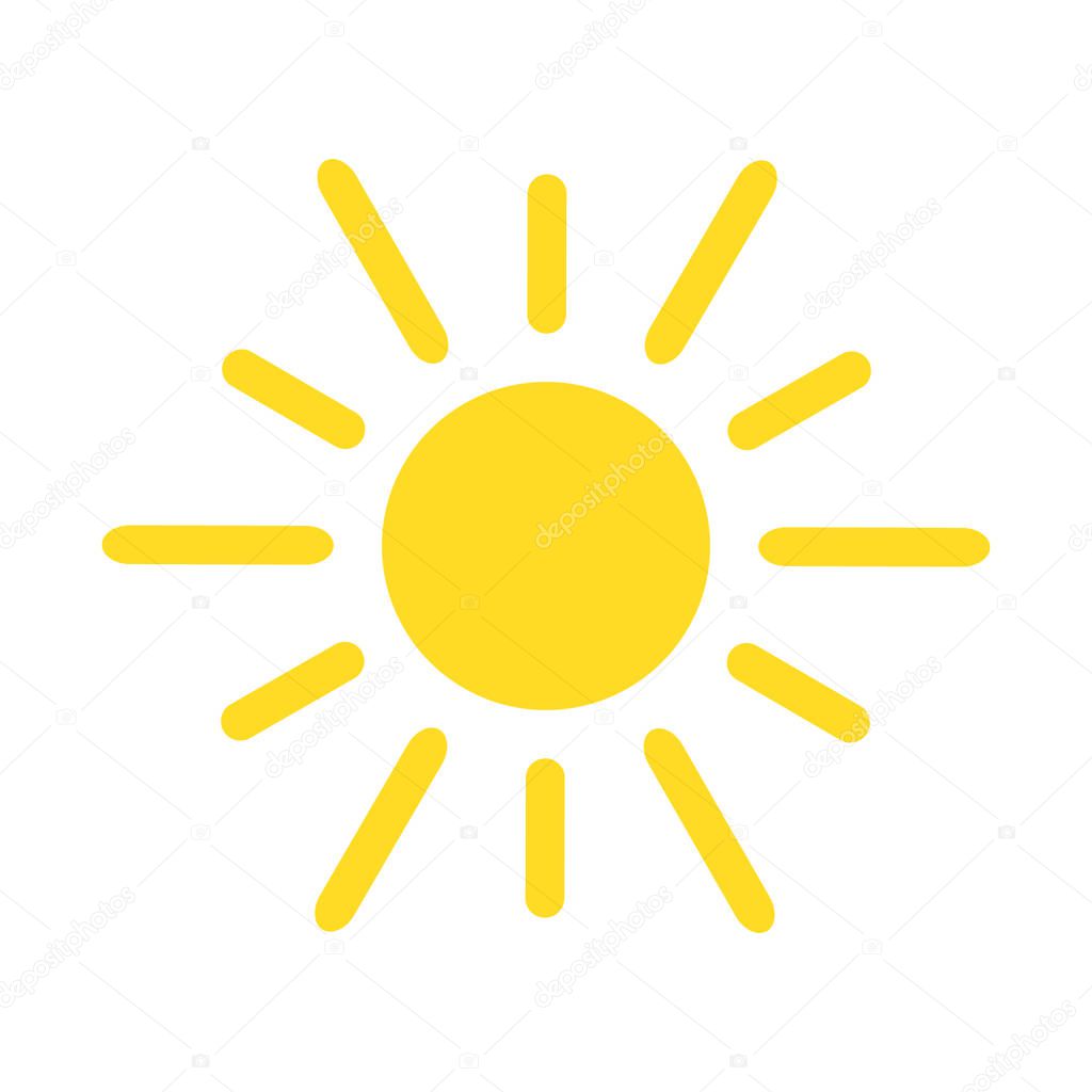 Summer sun icon isolated on the white background