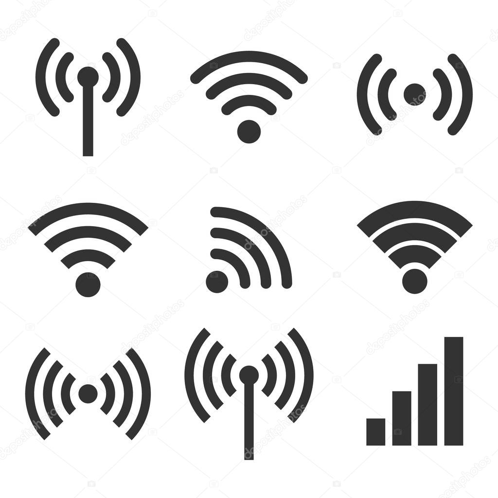 Wi-fi icons set isolated on the white background