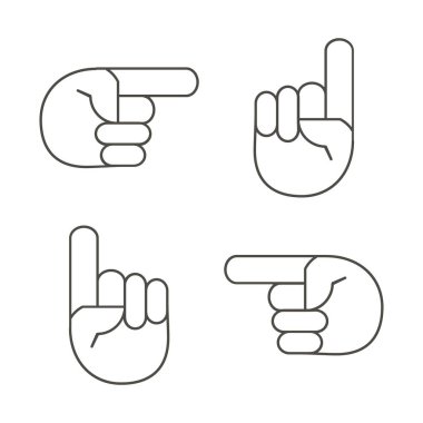 El hareketleri, parmak yukarı, beyaz arkaplanda izole edilmiş taslak simgeleri