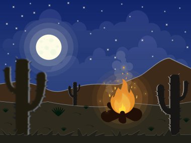 Çölde gece gökyüzünün mükemmel tasarımı. Kitaplar için illüstrasyon