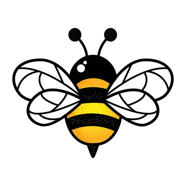 Schönes Schlichtes Design Einer Gelb Schwarzen Biene Auf Weißem Hintergrund — Stockvektor