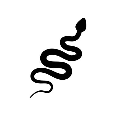 Siyah siluet yılan vektör çizimi beyaza izole edildi.