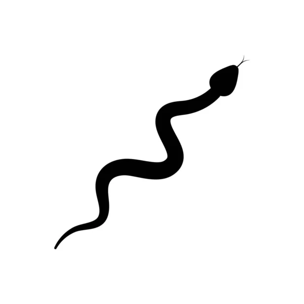 Illustrazione Vettoriale Serpente Silhouette Nera Isolata Bianco — Vettoriale Stock