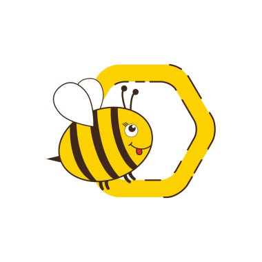 Arı tarak ikonu. Beyaz üzerinde izole şirin hayvan vektör illüstrasyonu