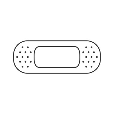 Bandaj çizgisi vuruş ikonu piktogram sembolü. Bandajları tedavi et vektör çizimi beyaza izole edildi