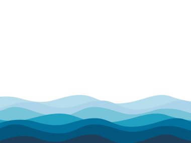 Su dalgası vektör illüstrasyonu. Kopyalama alanı olan soyut mavi ve beyaz arkaplan.