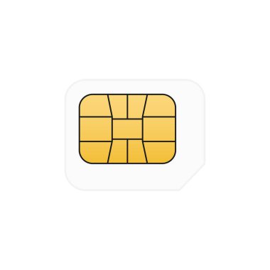 Beyaz üzerinde izole edilmiş mikro SIM kart vektör çizimi. Çip mobil simgesi.