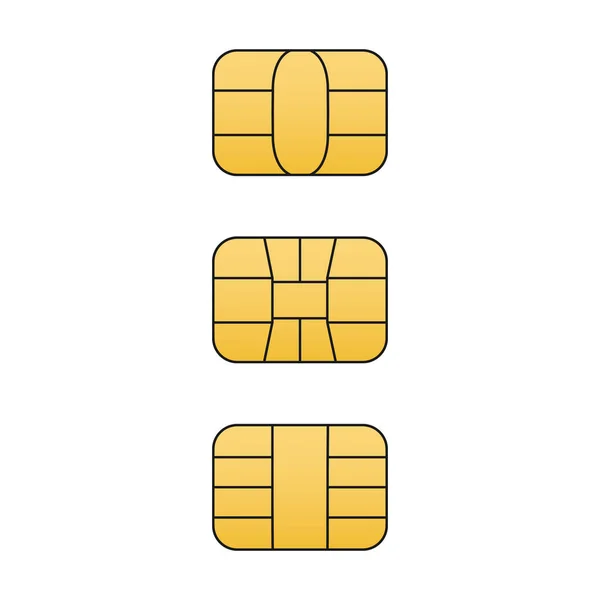 Emv金芯片图标集 信用卡 借记卡或Sim卡的矢量符号说明 因白人背景而被隔离 — 图库矢量图片
