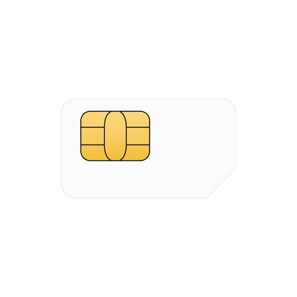 Sim Kaart Vector Illustratie Geïsoleerd Wit Chip Mobiel Symbool — Stockvector