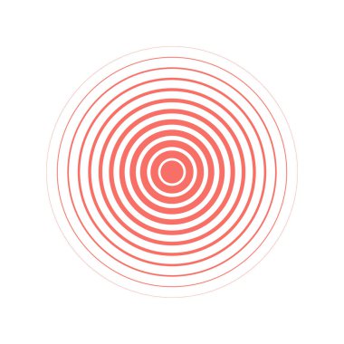 Acı çemberi kırmızı ikonu. Tıbbi hedef sembol vektör çizimi beyaza izole edildi