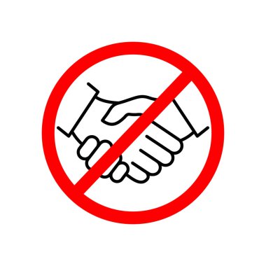 El sıkışma çizgisi vektörü yok. Kırmızı çemberde el sıkışma sembolüne izin verilmez. Vektör çizimi izole edildi