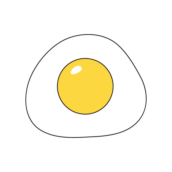 Fried Egg Flat Line Vektor Isoliert Auf Weißem Hintergrund Symbolbild — Stockvektor