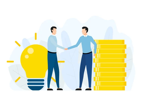 Uścisk Dłoni Dwóch Biznesmenów Koncepcja Partnerstwa Umownego Biznesmen Płaci Pomysły — Wektor stockowy