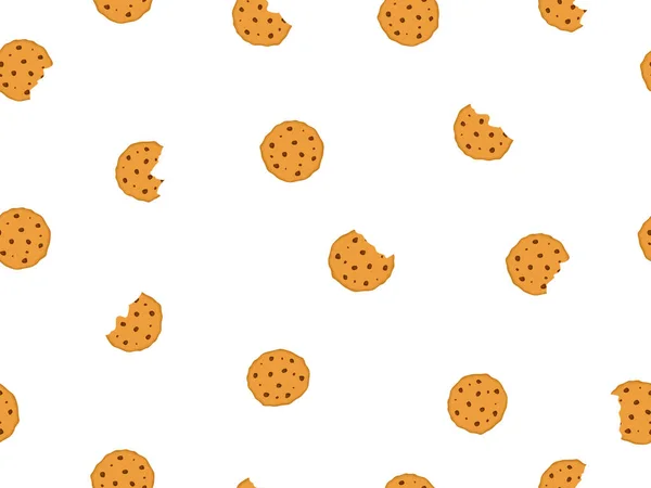 Padrão Sem Costura Com Biscoitos Chocolate Chip Fundo Vetor Ilustração — Vetor de Stock