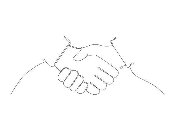 Kontinuální Handshake Line Stock Vektorové Ilustrace Izolované Bílém Pozadí Koncept — Stockový vektor