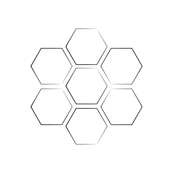 Honeycomb Line Icon Vector Illustration Isolated White Logo Bee Symbol — Stock Vector