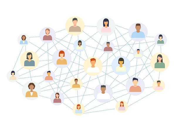 인들을 연결하는 네트워크 추상적 네트워크 사람들을 흰색에 고립된 아이콘 일러스트로 — 스톡 벡터