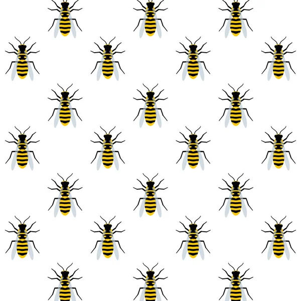 Repülő Méhek Zökkenőmentes Minta Háttér Aranyos Méh Vektor Illusztráció Elszigetelt — Stock Vector