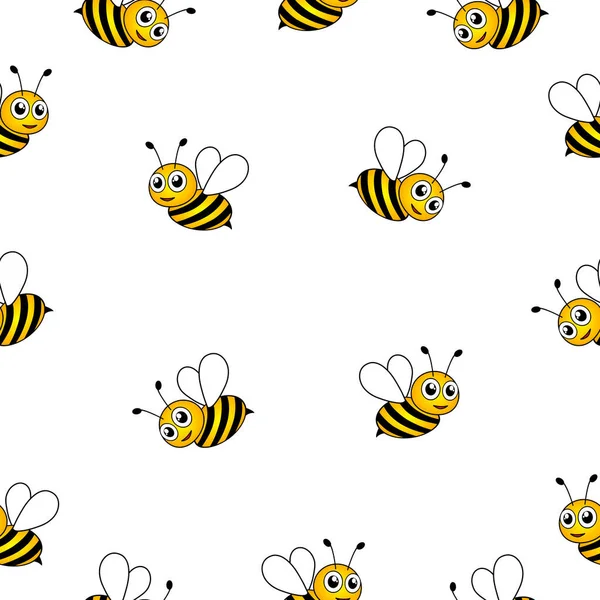 Летающие Пчелы Бесшовный Фон Шаблона Симпатичная Векторная Иллюстрация Пчел Изолированная — стоковый вектор